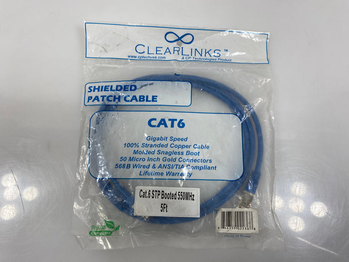 Clearlinks Cat 6 Ethernet Shielded patch Cable (5 ft) *New*