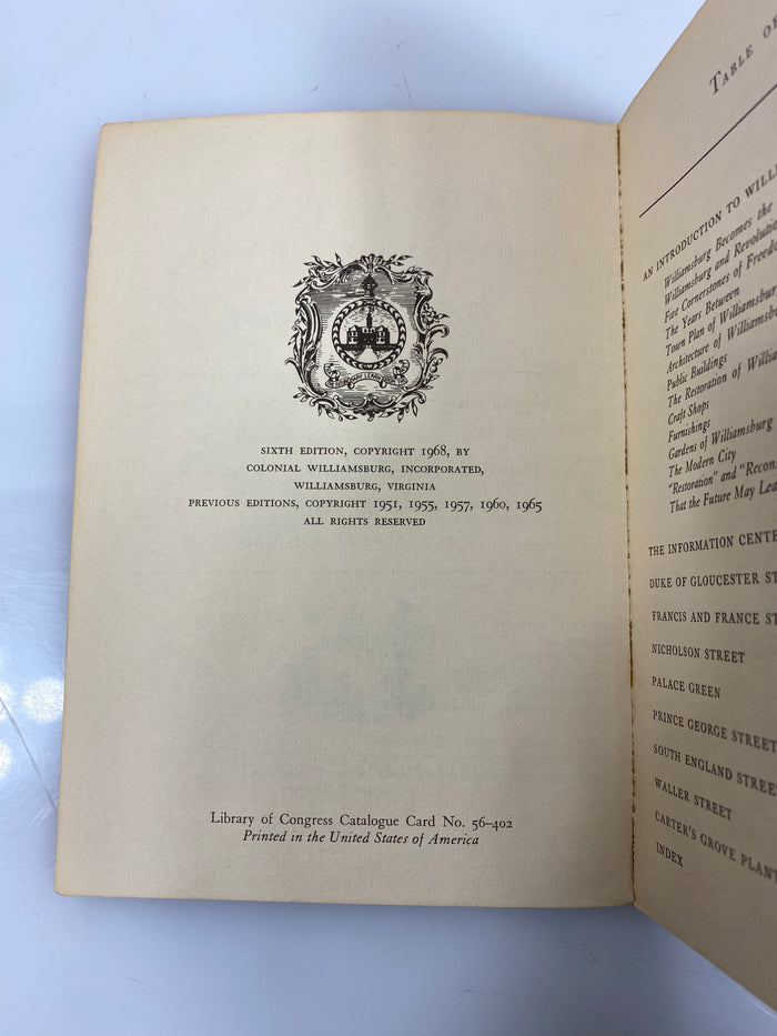 Colonial Williamsburg Official Guidebook 1968 SC