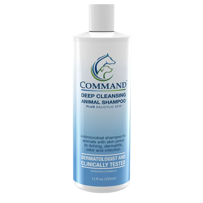 Command™ Shampoo,"White bottle with blue label and white cap"
