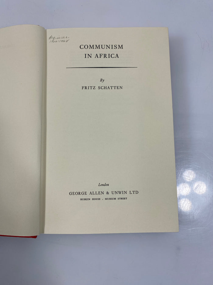 Communism in Africa by Fritz Schatten Ex-library 1966 HC