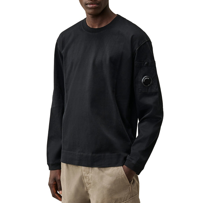 C.P. Company 30/2 Mercerized Jersey Lens Longsleeve T-Shirt (Black)