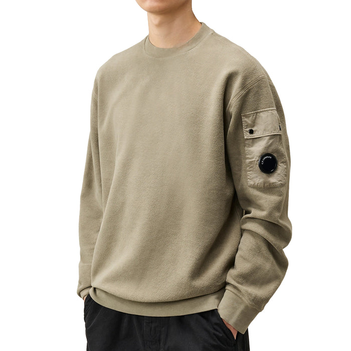 C.P. Company Brushed Emerized Diagonal Fleece Lens Sweatshirt (Fallen Rock)