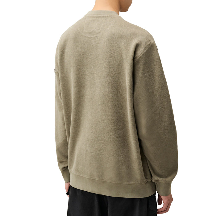 C.P. Company Brushed Emerized Diagonal Fleece Lens Sweatshirt (Fallen Rock)