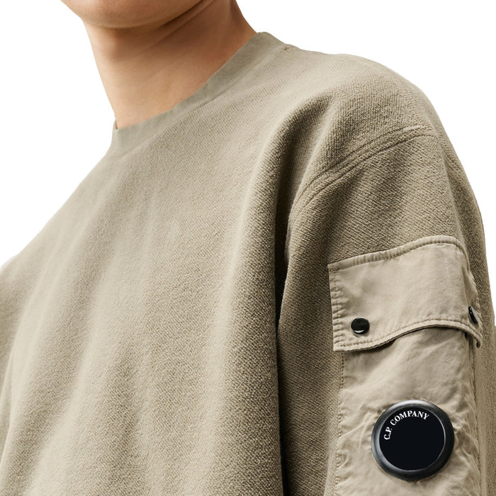C.P. Company Brushed Emerized Diagonal Fleece Lens Sweatshirt (Fallen Rock)