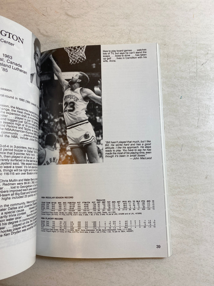 Dallas Mavericks NBA Media Guide 1988-1989