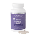 BrainMD Deep Comfort Sleep: purple supplement bottle with capsules at the base against a transparent background