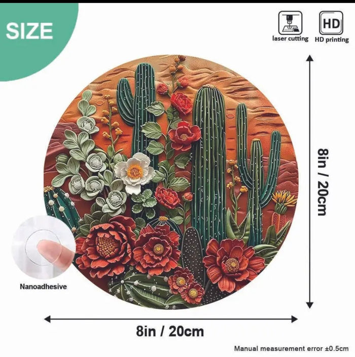 Desert Cactus Scene Wall Art with nanoadhesive backing.