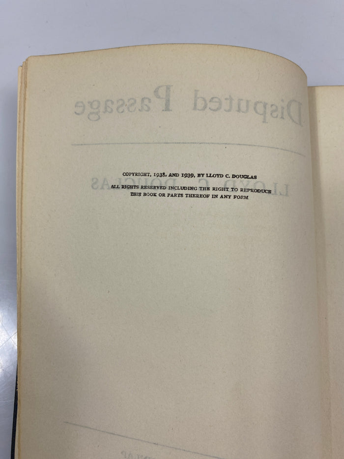 Disputed Passage by Llyod C. Douglass 1939 HC