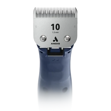 Emerge Clipper Blue by Andis With FREE 8Pc Wide Comb Attachment Bundle by Andis,"Blue clipper with blade attachment front view"