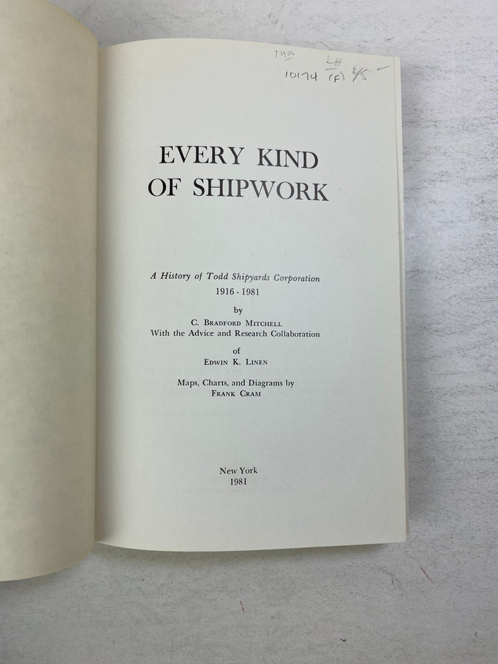 Every Kind of Shipwork by Mitchell/Linen/Cram 1981 HC