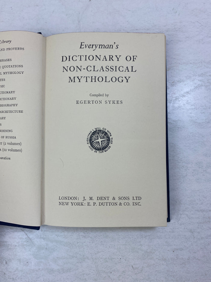 Everyman's Dictionary of Non-Classical Mythology by Sykes Ex-library 1961 HC