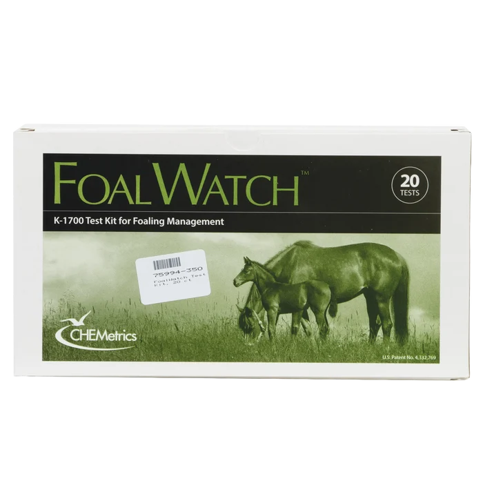 FoalWatch Test Kit,"White test kit box with mare and foal illustration"