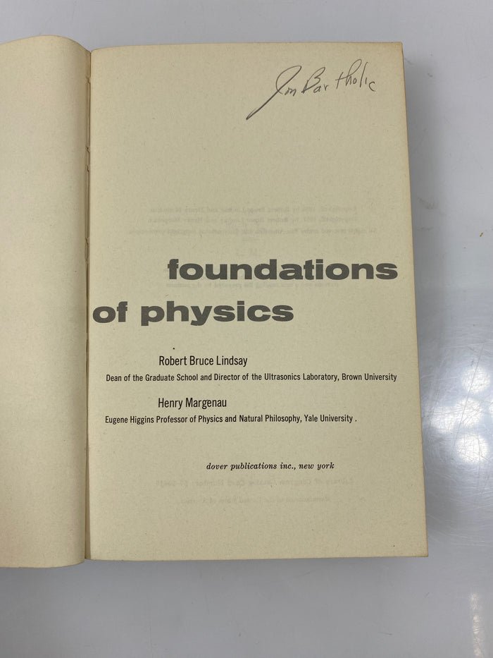 Foundations of Physics by Lindsay/Margenau 1957 SC