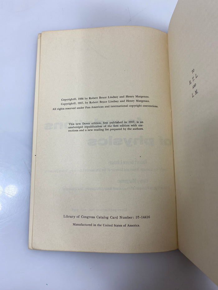 Foundations of Physics by Lindsay/Margenau 1957 SC