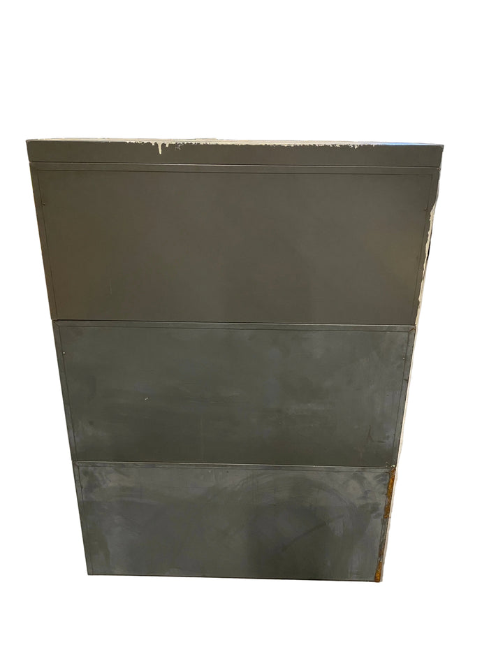General Fireproofing Grey Barrister Glass Front Doors Cabinet w/ Metal Base
