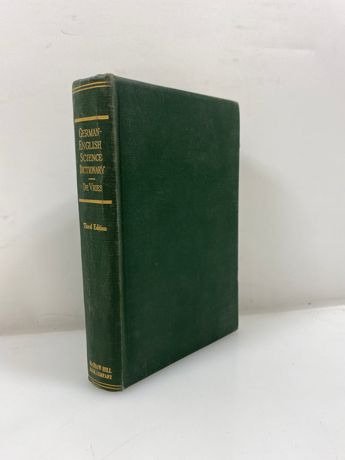 German-English Science Dictionary by De Vries 3rd Edition 1959 HC
