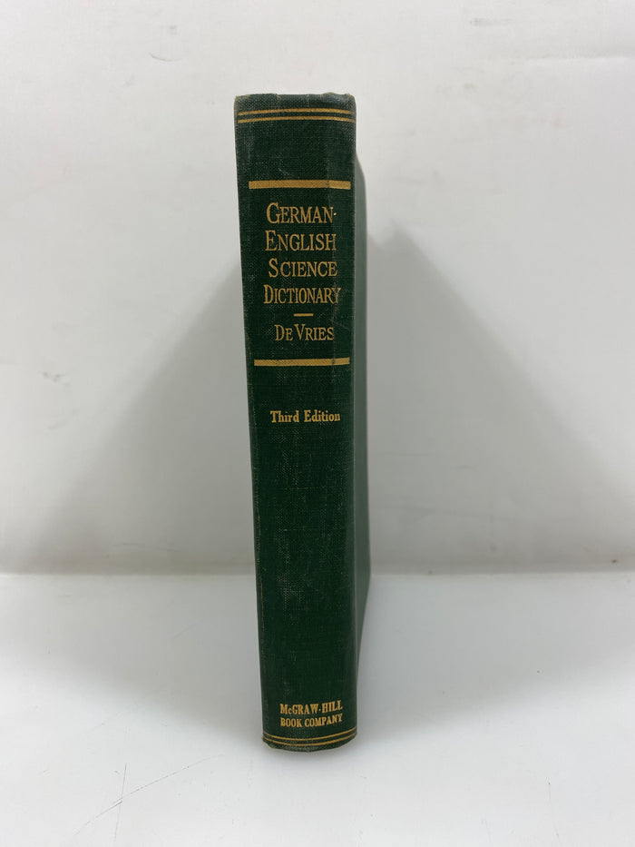 German-English Science Dictionary by De Vries 3rd Edition 1959 HC
