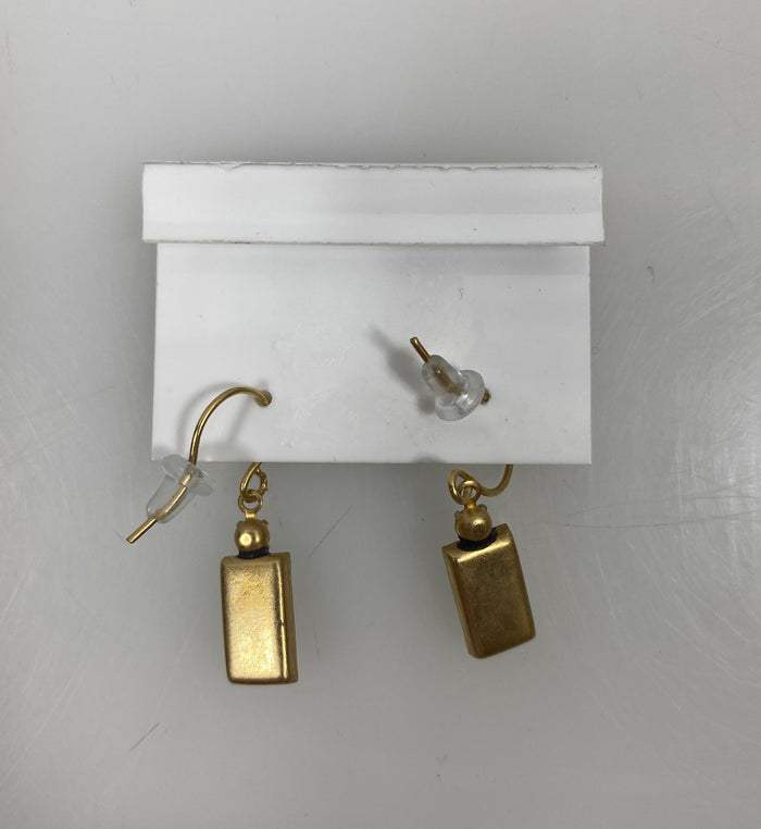 Gold Light Blue Rectangle Mosaic Earrings