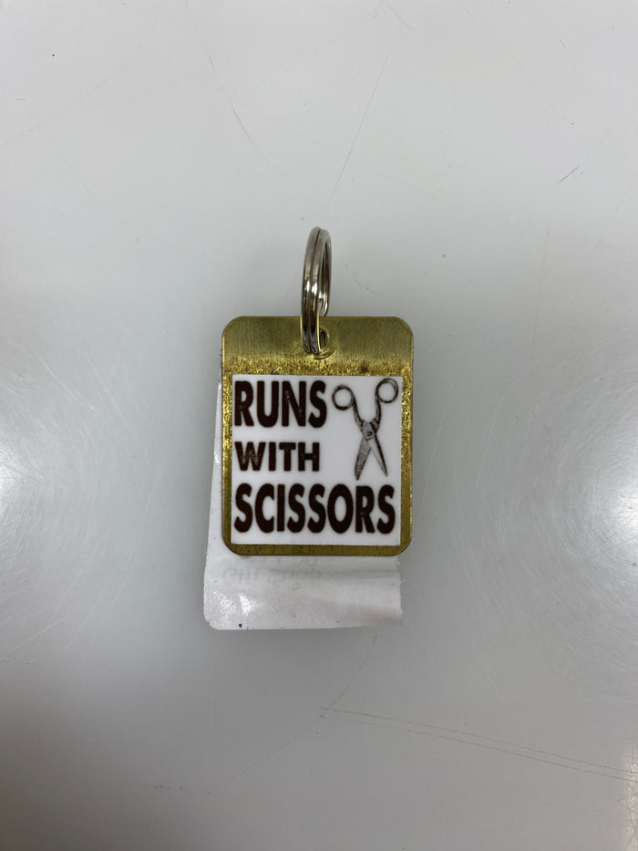 Gold Runs With Scissors Keychain