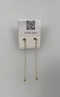 Gold White Beaded Dangle Earrings