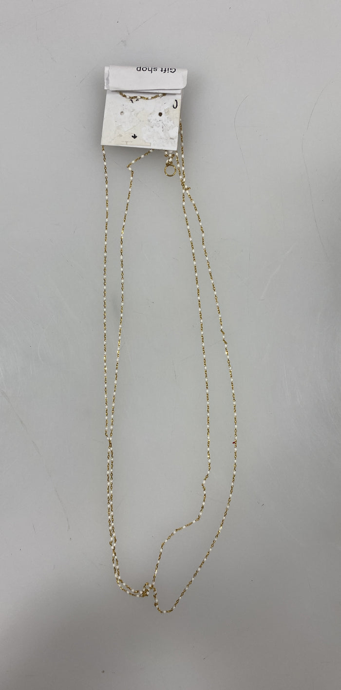 Gold White Beaded Layered Necklace