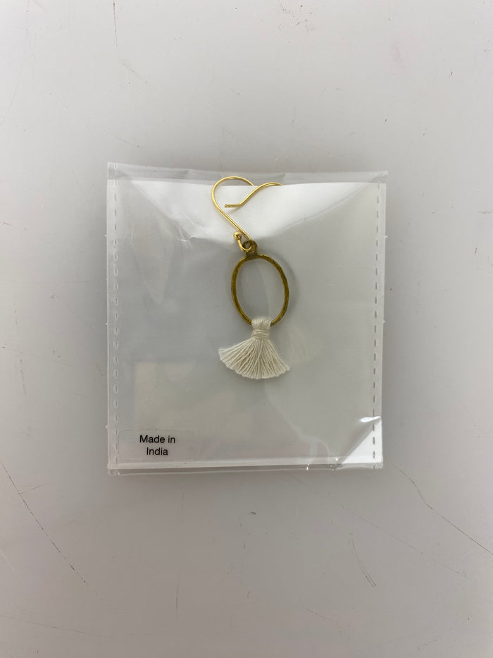 Gold White Tassel Earring