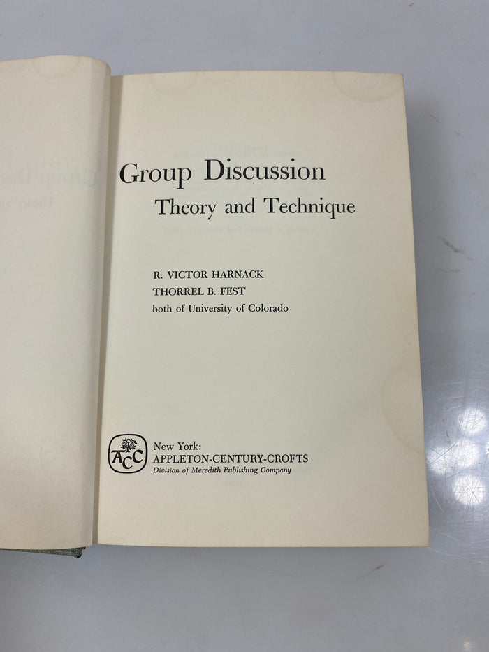 Group Discussion Thoery and Technique by Harnack 1964 HC