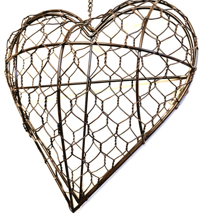 Heart Shape Wreath Kit, metal mesh frame, plants not included.