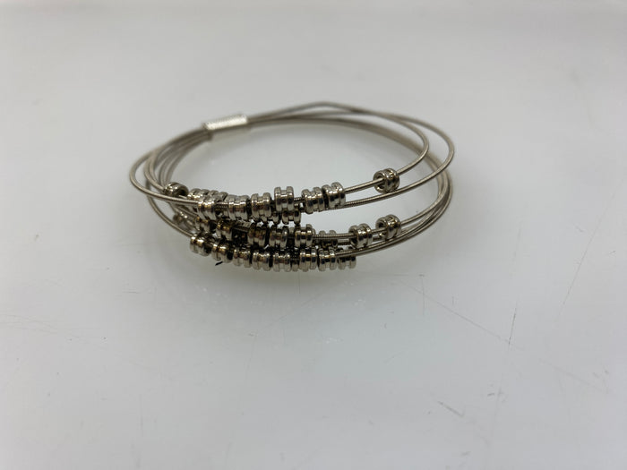 High Strung Wearable Music Silver Beaded Wire Bracelet Set