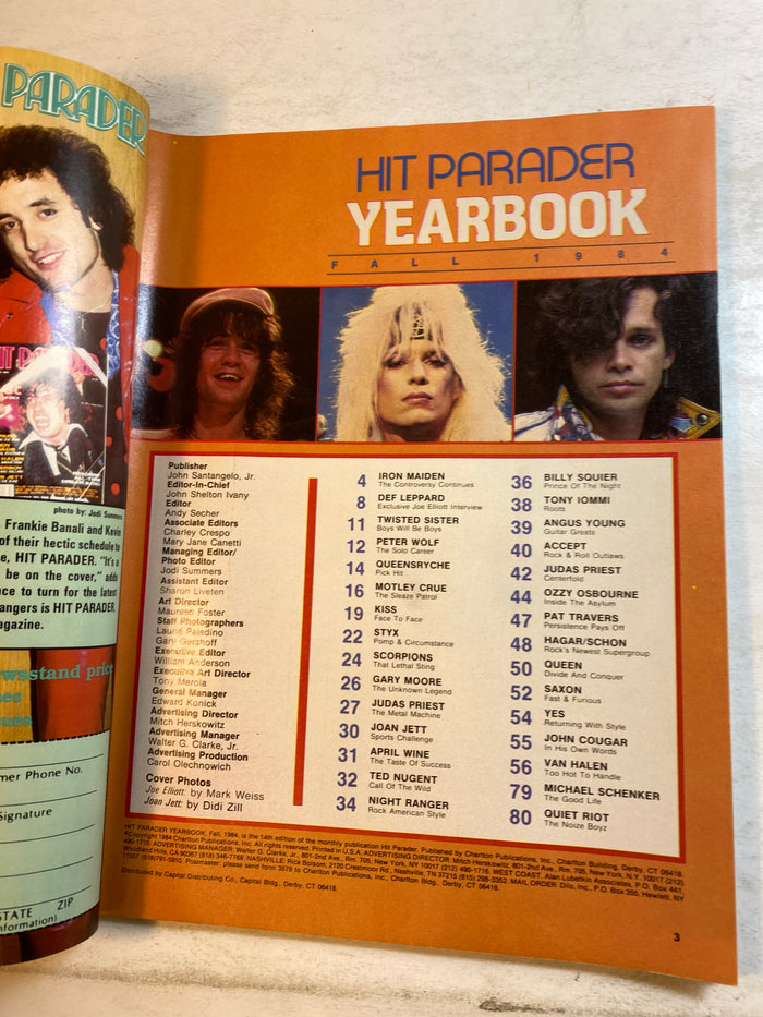Hit Parader Yearbook Fall 1984 David Lee Roth