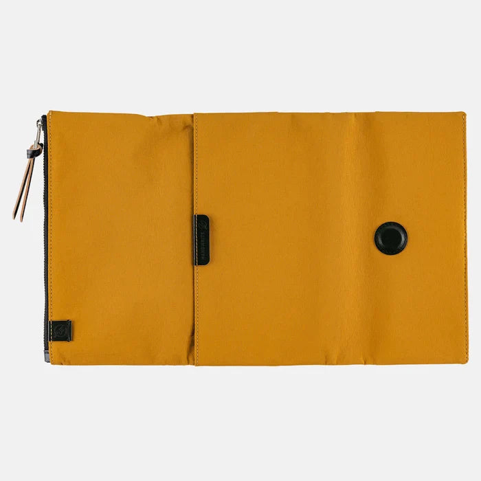 Hobonichi 2026 Weeks Planner Cover: Tragen - Mustard, shown from another angle.