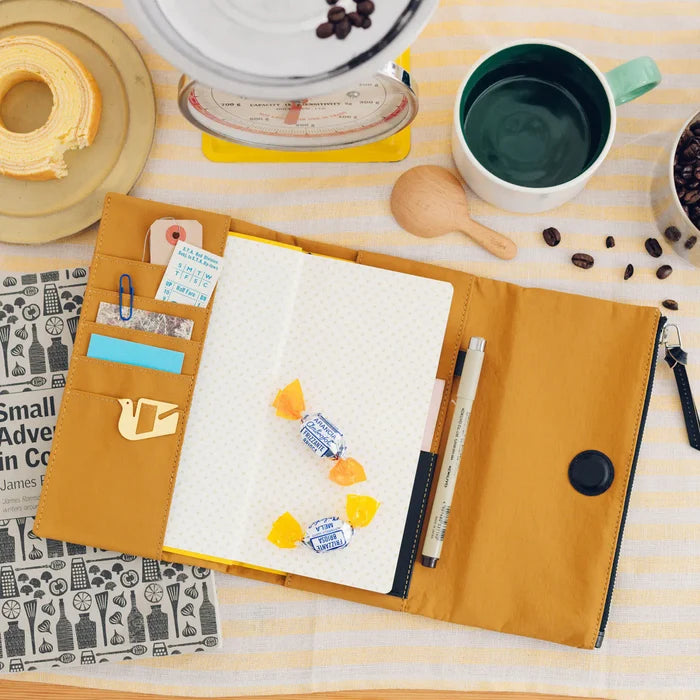 Hobonichi 2026 Weeks Planner Cover: Tragen - Mustard, shown in full.