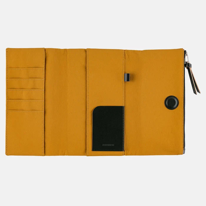 Hobonichi 2026 Weeks Planner Cover: Tragen - Mustard, shown with its details.