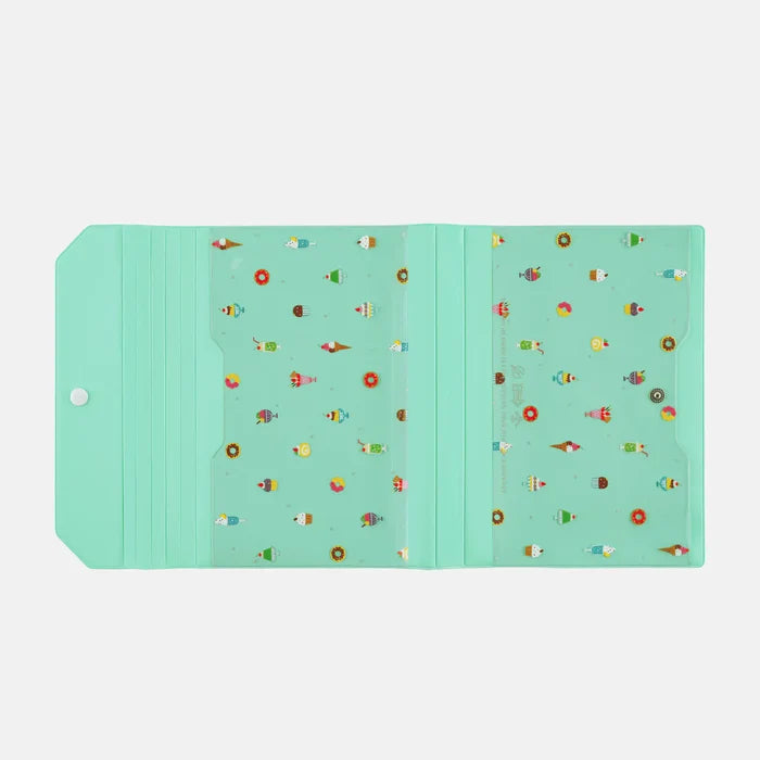 The cover opened out flat, the sweets print running across both panels
