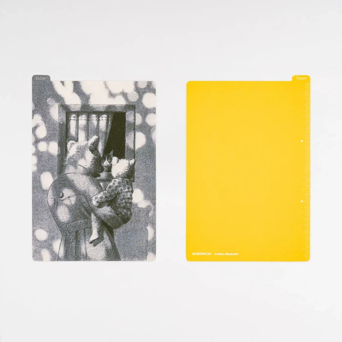 The A6-size design from the same series shown front and back, its reverse a flat sunshine yellow — sold separately