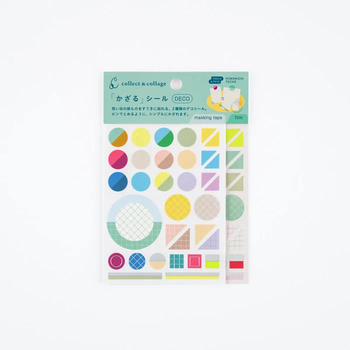 Collect & Collage Collage Stickers (Deco): the sticker sheet in its pale mint header card, printed with coloured dots, rings and small blocks of flat colour