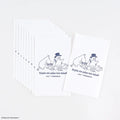 Moomin Hobonichi Ink-Absorbing Paper: a stack of the blotting sheets fanned out, each printed with a small Moomin line drawing