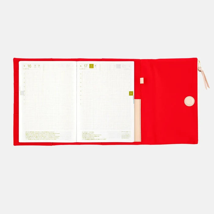 Hobonichi 2026 A5 Cousin Cover: Tragen - Red, front view.