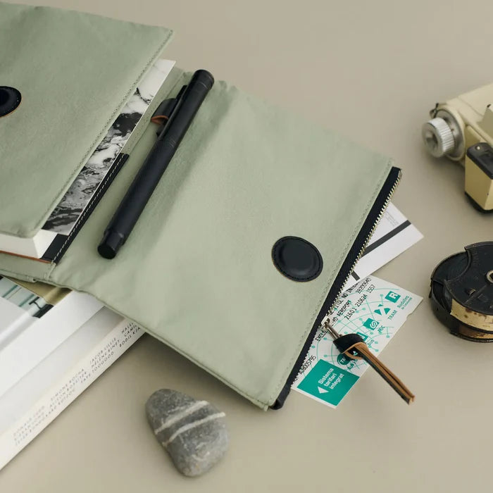 Hobonichi 2026 A6 Planner Cover: Tragen - Oakmoss, shown in full.