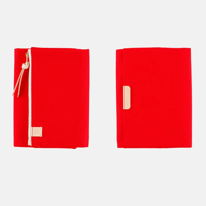 Hobonichi 2026 A6 Planner Cover: Tragen - Red, shown from the front.