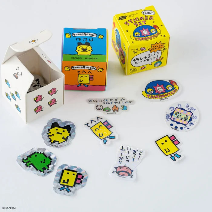 Hobonichi 2026 Accessories: Tamagotchi - Flake Stickers (Set of 3 Boxes), shown from the front.