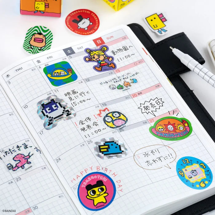 Hobonichi 2026 Accessories: Tamagotchi - Flake Stickers (Set of 3 Boxes), close-up view.