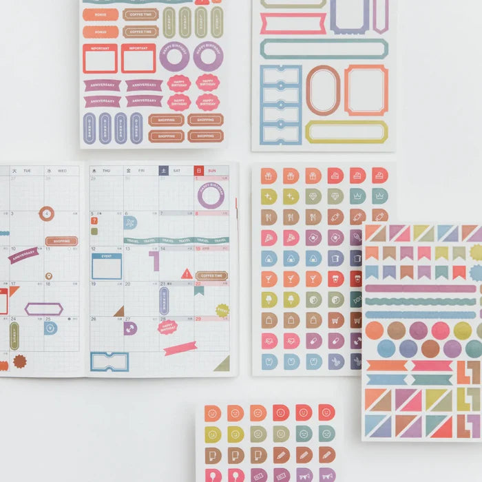 Hobonichi 2026 Accessories: TSUKI no IRO - Sticker Set (Schedule), shown from the front.
