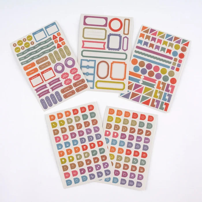 Hobonichi 2026 Accessories: TSUKI no IRO - Sticker Set (Schedule), shown from another angle.