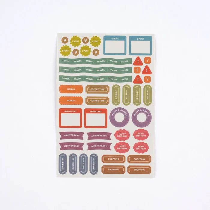 Hobonichi 2026 Accessories: TSUKI no IRO - Sticker Set (Schedule), close-up view.