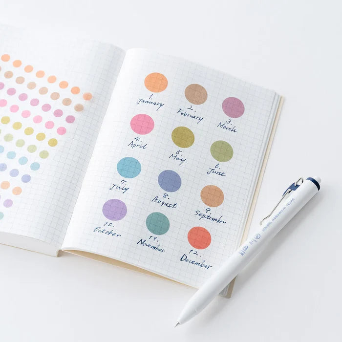 Hobonichi 2026 Accessories: TSUKI no IRO - Transparent Dot Stickers (15mm), front view.
