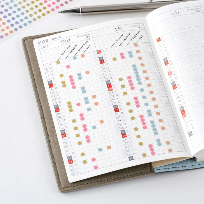 Hobonichi 2026 Accessories: TSUKI no IRO - Transparent Dot Stickers (3.5mm), detail view of the design.