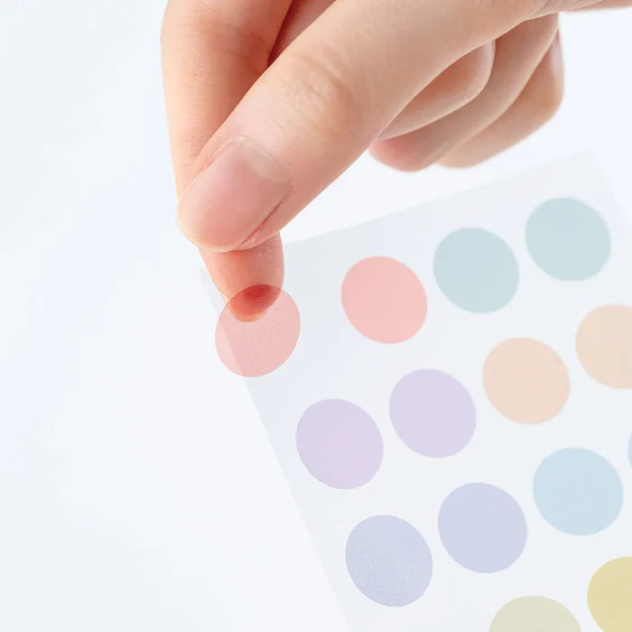 Hobonichi 2026 Accessories: TSUKI no IRO - Transparent Dot Stickers (3.5mm), alternate angle.