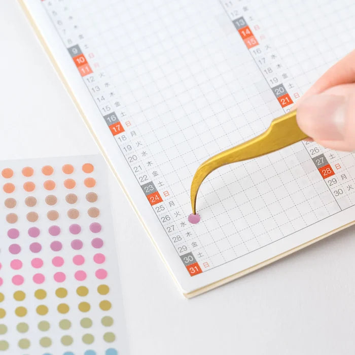 Hobonichi 2026 Accessories: TSUKI no IRO - Transparent Dot Stickers (3.5mm), shown with its details.