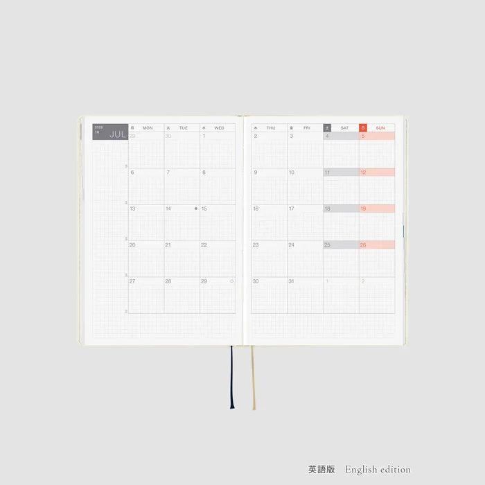 Hobonichi HON A5 2026 Planner: Slash (Ivory), shown with its details.